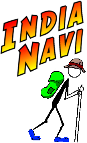 The original IndiaNavi logo: a hiker with a hat, a green backpack and a walking stick under the words INDIA NAVI.